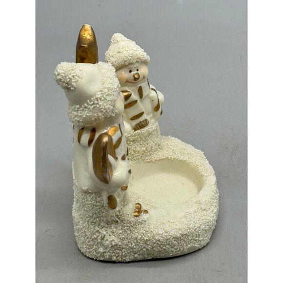 Ceramic Snowman & Tree Candle Holder Figurine Christmas decor 4" READ - Picture 8 of 10